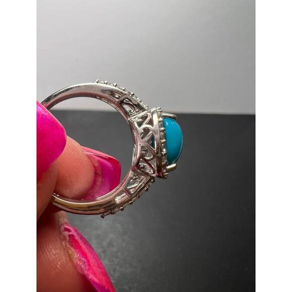 Chuck Clemency Sleeping Beauty turquoise ring in platinum over 925 silver size 8 - Picture 8 of 11